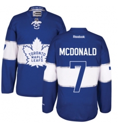Men's Reebok Toronto Maple Leafs #7 Lanny McDonald Authentic Royal Blue 2017 Centennial Classic NHL Jersey