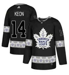 Men's Adidas Toronto Maple Leafs #14 Dave Keon Authentic Black Team Logo Fashion NHL Jersey