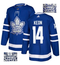 Men's Adidas Toronto Maple Leafs #14 Dave Keon Authentic Royal Blue Fashion Gold NHL Jersey