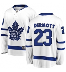 Men's Toronto Maple Leafs #23 Travis Dermott Authentic White Away Fanatics Branded Breakaway NHL Jersey