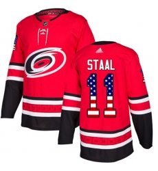Men's Adidas Carolina Hurricanes #11 Jordan Staal Authentic Red USA Flag Fashion NHL Jersey