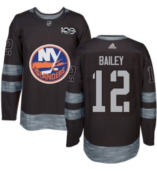 Men's Adidas New York Islanders #12 Josh Bailey Premier Black 1917-2017 100th Anniversary NHL Jersey