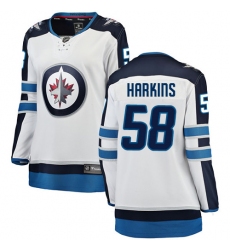 Women's Winnipeg Jets #58 Jansen Harkins Fanatics Branded White Away Breakaway NHL Jersey