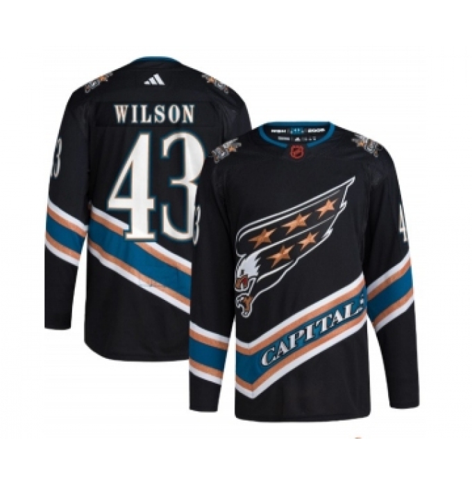 Men's Washington Capitals #43 Tom Wilson Black 2022-23 Reverse Retro Stitched Jersey