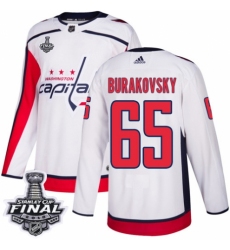 Youth Adidas Washington Capitals #65 Andre Burakovsky Authentic White Away 2018 Stanley Cup Final NHL Jersey