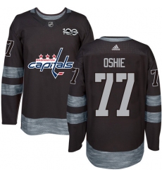 Men's Adidas Washington Capitals #77 T.J. Oshie Authentic Black 1917-2017 100th Anniversary NHL Jersey