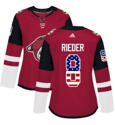 Women's Adidas Arizona Coyotes #8 Tobias Rieder Authentic Red USA Flag Fashion NHL Jersey