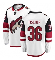 Men's Arizona Coyotes #36 Christian Fischer Fanatics Branded White Away Breakaway NHL Jersey