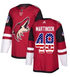 Men's Adidas Arizona Coyotes #48 Jordan Martinook Authentic Red USA Flag Fashion NHL Jersey