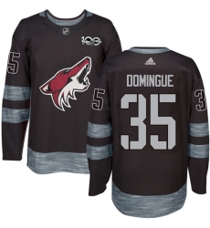 Men's Adidas Arizona Coyotes #35 Louis Domingue Premier Black 1917-2017 100th Anniversary NHL Jersey