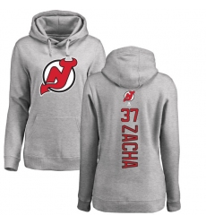 NHL Women's Adidas New Jersey Devils #37 Pavel Zacha Ash Backer Pullover Hoodie