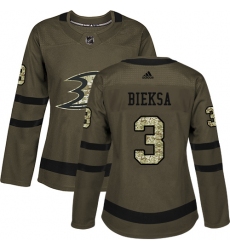 Women's Adidas Anaheim Ducks #3 Kevin Bieksa Authentic Green Salute to Service NHL Jersey