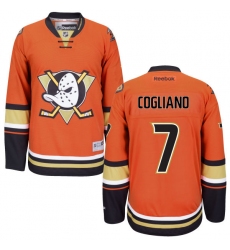 Men's Reebok Anaheim Ducks #7 Andrew Cogliano Authentic Orange Third NHL Jersey
