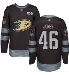 Men's Adidas Anaheim Ducks #46 Max Jones Premier Black 1917-2017 100th Anniversary NHL Jersey