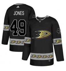 Men's Adidas Anaheim Ducks #49 Max Jones Premier Black Team Logo Fashion NHL Jersey