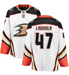 Men's Anaheim Ducks #47 Hampus Lindholm Fanatics Branded White Away Breakaway NHL Jersey