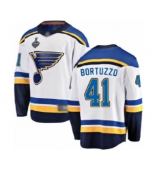 Youth St. Louis Blues #41 Robert Bortuzzo Fanatics Branded White Away Breakaway 2019 Stanley Cup Final Bound Hockey JerseyJersey
