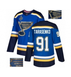 Men's St. Louis Blues #91 Vladimir Tarasenko Authentic Royal Blue Fashion Gold 2019 Stanley Cup Final Bound Hockey Jersey