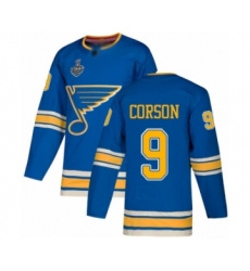 Youth St. Louis Blues #9 Shayne Corson Authentic Navy Blue Alternate 2019 Stanley Cup Final Bound Hockey Jersey