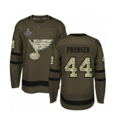 Youth St. Louis Blues #44 Chris Pronger Authentic Green Salute to Service 2019 Stanley Cup Champions Hockey Jersey
