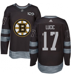 Men's Adidas Boston Bruins #17 Milan Lucic Authentic Black 1917-2017 100th Anniversary NHL Jersey