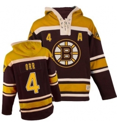 Men's Old Time Hockey Boston Bruins #4 Bobby Orr Authentic Black Sawyer Hooded Sweatshirt NHL Jersey