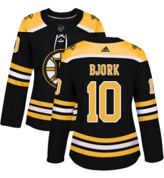 Women's Adidas Boston Bruins #10 Anders Bjork Premier Black Home NHL Jersey