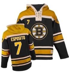 Men's Old Time Hockey Boston Bruins #7 Phil Esposito Authentic Black Sawyer Hooded Sweatshirt NHL Jersey