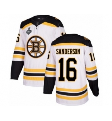 Youth Boston Bruins #16 Derek Sanderson Authentic White Away 2019 Stanley Cup Final Bound Hockey Jersey