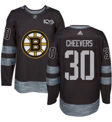 Men's Adidas Boston Bruins #30 Gerry Cheevers Authentic Black 1917-2017 100th Anniversary NHL Jersey