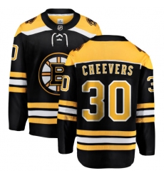 Men's Boston Bruins #30 Gerry Cheevers Authentic Black Home Fanatics Branded Breakaway NHL Jersey