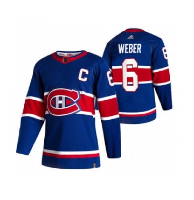 Men's Montreal Canadiens #6 Shea Weber Blue 2020-21 Reverse Retro Alternate Hockey Jersey