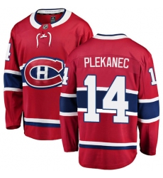 Men's Montreal Canadiens #14 Tomas Plekanec Authentic Red Home Fanatics Branded Breakaway NHL Jersey