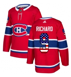 Youth Adidas Montreal Canadiens #9 Maurice Richard Authentic Red USA Flag Fashion NHL Jersey