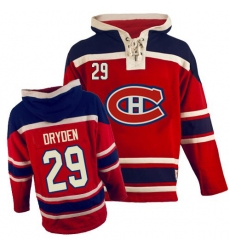 Men's Old Time Hockey Montreal Canadiens #29 Ken Dryden Authentic Red Sawyer Hooded Sweatshirt NHL Jersey