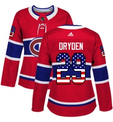 Women's Adidas Montreal Canadiens #29 Ken Dryden Authentic Red USA Flag Fashion NHL Jersey