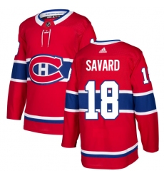 Men's Adidas Montreal Canadiens #18 Serge Savard Authentic Red Home NHL Jersey