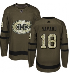Men's Adidas Montreal Canadiens #18 Serge Savard Premier Green Salute to Service NHL Jersey