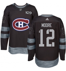 Men's Adidas Montreal Canadiens #12 Dickie Moore Authentic Black 1917-2017 100th Anniversary NHL Jersey