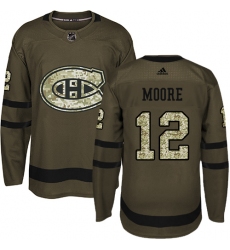 Men's Adidas Montreal Canadiens #12 Dickie Moore Authentic Green Salute to Service NHL Jersey