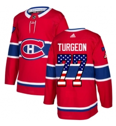 Men's Adidas Montreal Canadiens #77 Pierre Turgeon Authentic Red USA Flag Fashion NHL Jersey