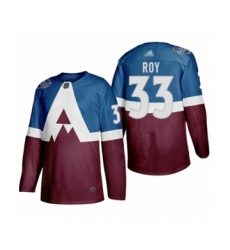 Men's Colorado Avalanche #33 Patrick Roy Authentic Burgundy Blue 2020 Stadium Series Hockey Jersey
