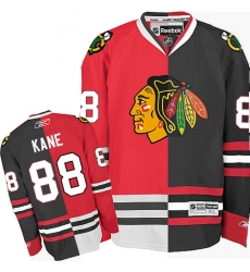 Men's Reebok Chicago Blackhawks #88 Patrick Kane Premier Red/Black Split Fashion NHL Jersey