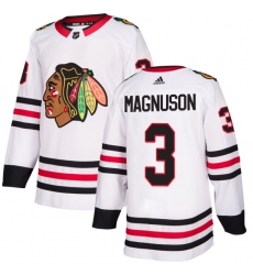 Men's Adidas Chicago Blackhawks #3 Keith Magnuson Authentic White Away NHL Jersey