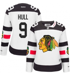 Women's Reebok Chicago Blackhawks #9 Bobby Hull Premier White 2016 Stadium Series NHL Jersey