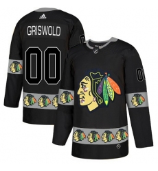 Men's Adidas Chicago Blackhawks #00 Clark Griswold Authentic Black Team Logo Fashion NHL Jersey