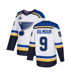 Men's St. Louis Blues #9 Doug Gilmour Authentic White Away 2019 Stanley Cup Champions Hockey Jersey