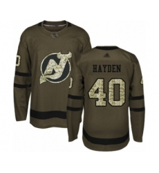 Men's New Jersey Devils #40 John Hayden Authentic Green Salute to Service Hockey Jersey