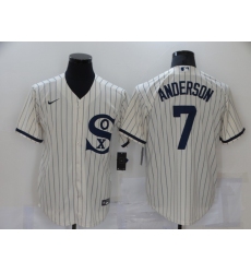 Men's Nike Chicago White Sox #7 Tim Anderson Cream Game 2021 Field of Dreams Jersey