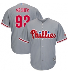 Youth Majestic Philadelphia Phillies #93 Pat Neshek Replica Grey Road Cool Base MLB Jersey